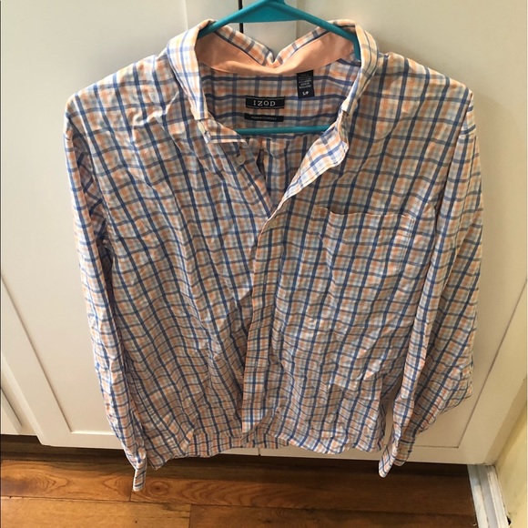 Izod Blue and orange striped button down - Picture 1 of 4